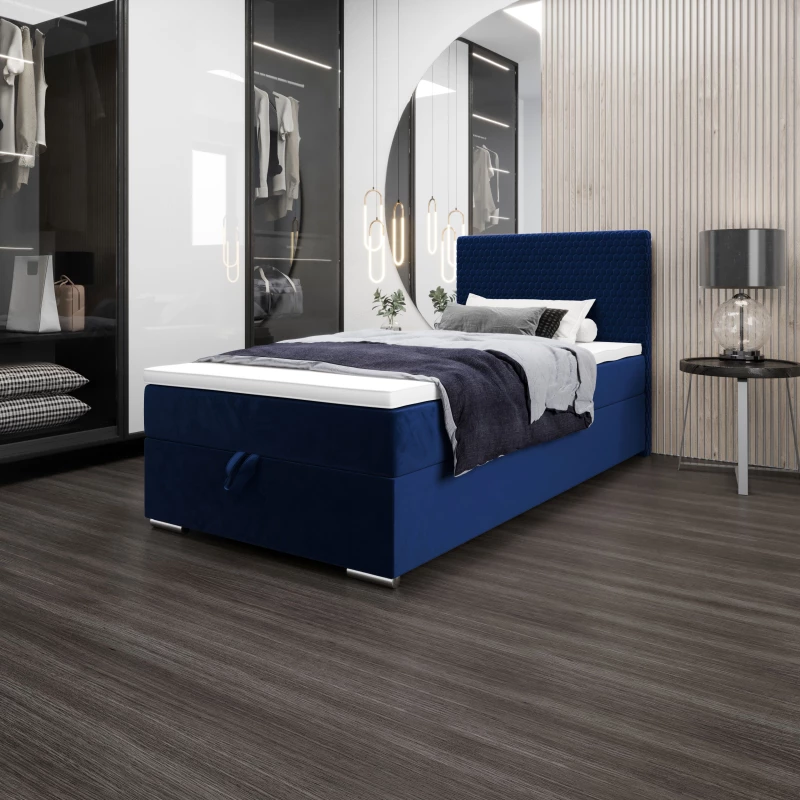 Jednolôžková čalúnená posteľ 100x200 HENIO COMFORT 1 - modrá