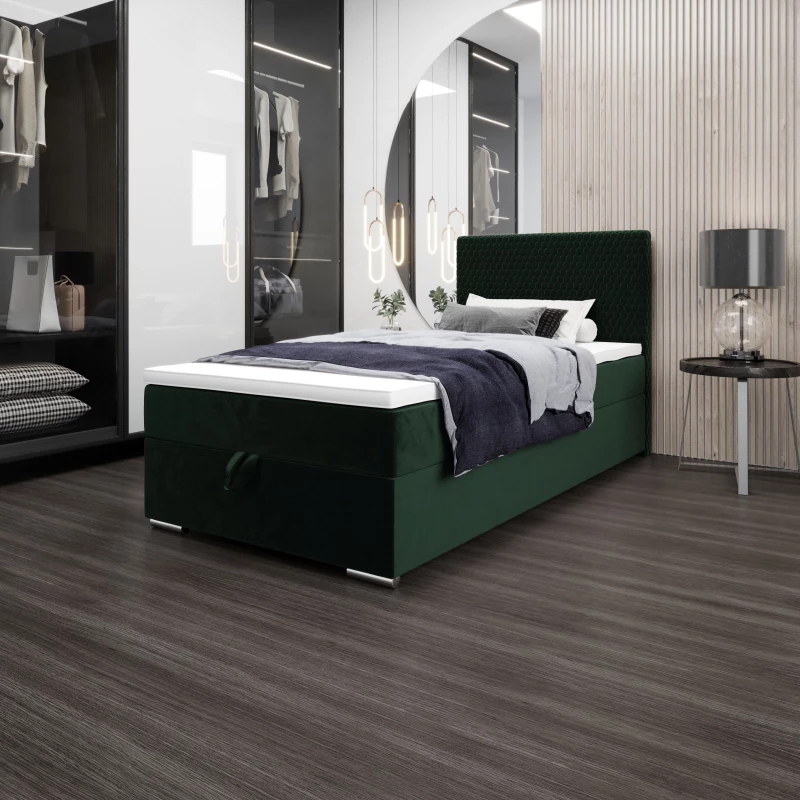 Jednolôžková čalúnená posteľ 120x200 HENIO COMFORT 1 - fľaškovo zelená