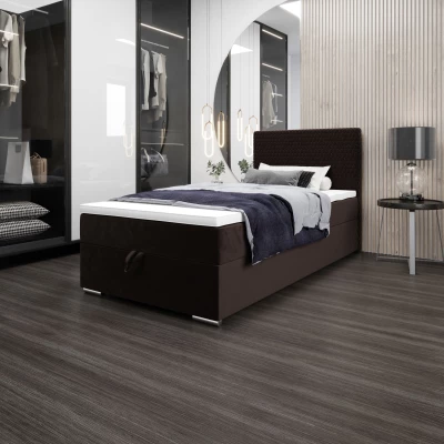 Jednolôžková čalúnená posteľ 120x200 HENIO COMFORT 1 - tmavo hnedá