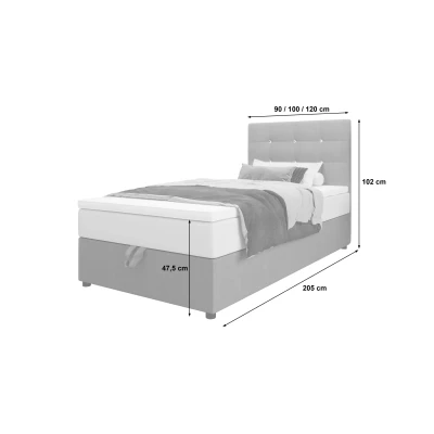 Kontinentálna jednolôžková posteľ 120x200 KALINA COMFORT 1 - šedá