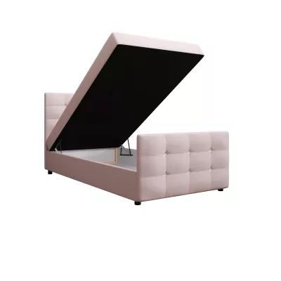 Jednolôžková posteľ 120x200 KAUR s úložným priestorom - svetlo ružová