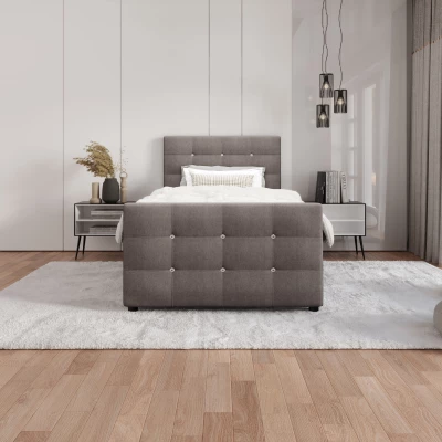 Jednolôžková posteľ 90x200 KAUR COMFORT s úložným priestorom - svetlo hnedá