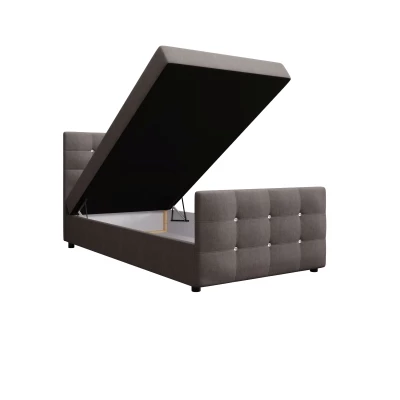 Jednolôžková posteľ 90x200 KAUR COMFORT s úložným priestorom - svetlo hnedá