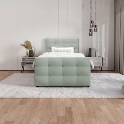 Jednolôžková posteľ 90x200 KAUR COMFORT s úložným priestorom - mätová