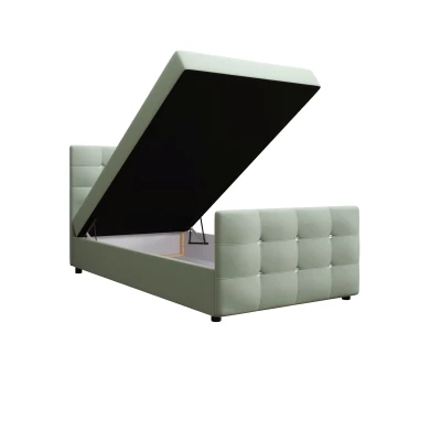 Jednolôžková posteľ 90x200 KAUR COMFORT s úložným priestorom - mätová