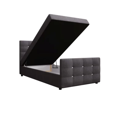 Jednolôžková posteľ 90x200 KAUR COMFORT s úložným priestorom - tmavo šedá