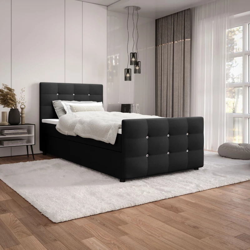 Jednolôžková posteľ 90x200 KAUR COMFORT s úložným priestorom - čierna 1