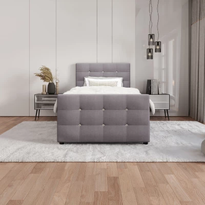 Jednolôžková posteľ 90x200 KAUR COMFORT s úložným priestorom - popolavá