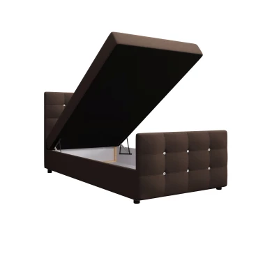 Jednolôžková posteľ 90x200 KAUR COMFORT s úložným priestorom - tmavo hnedá