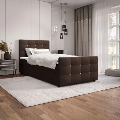 Jednolôžková posteľ 90x200 KAUR COMFORT s úložným priestorom - tmavo hnedá
