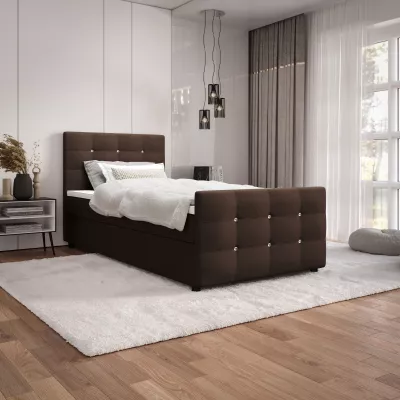 Jednolôžková posteľ 90x200 KAUR COMFORT s úložným priestorom - tmavo hnedá