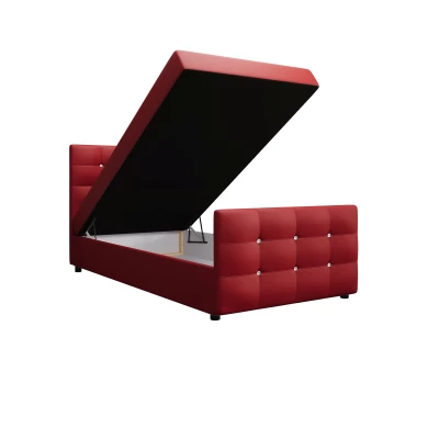 Jednolôžková posteľ 90x200 KAUR COMFORT s úložným priestorom - červená