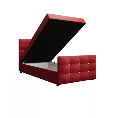 Jednolôžková posteľ 90x200 KAUR COMFORT s úložným priestorom - červená