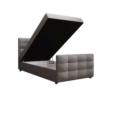 Jednolôžková posteľ 90x200 KAUR COMFORT s úložným priestorom - šedá