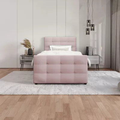 Jednolôžková posteľ 100x200 KAUR COMFORT s úložným priestorom - svetlo ružová