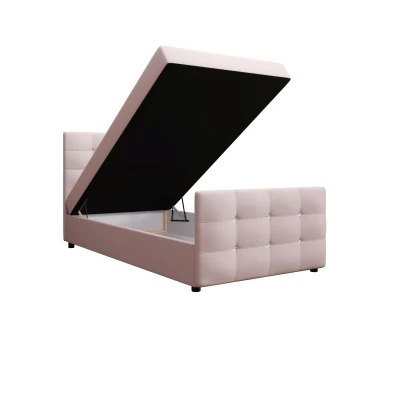 Jednolôžková posteľ 100x200 KAUR COMFORT s úložným priestorom - svetlo ružová