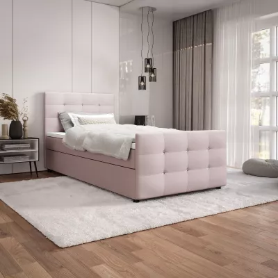 Jednolôžková posteľ 100x200 KAUR COMFORT s úložným priestorom - svetlo ružová