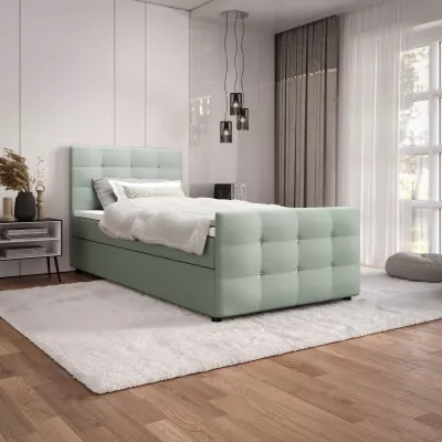 Jednolôžková posteľ 100x200 KAUR COMFORT s úložným priestorom - mätová