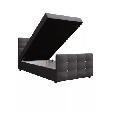 Jednolôžková posteľ 100x200 KAUR COMFORT s úložným priestorom - tmavo šedá