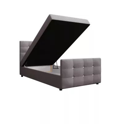 Jednolôžková posteľ 100x200 KAUR COMFORT s úložným priestorom - popolavá