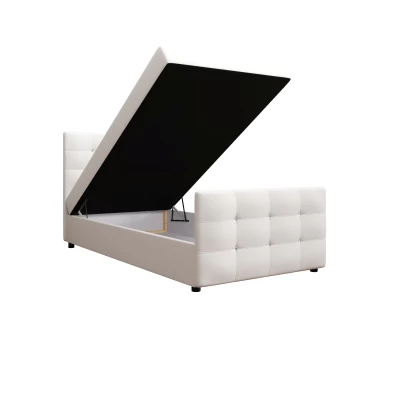 Jednolôžková posteľ 100x200 KAUR COMFORT s úložným priestorom - biela