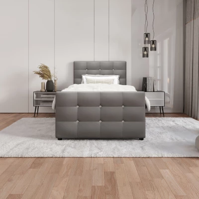 Jednolôžková posteľ 100x200 KAUR COMFORT s úložným priestorom - šedá