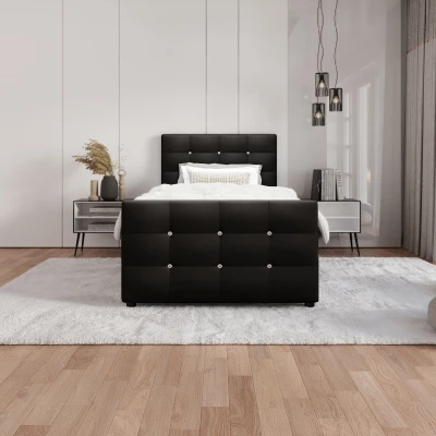 Jednolôžková posteľ 100x200 KAUR COMFORT s úložným priestorom - čierna 2