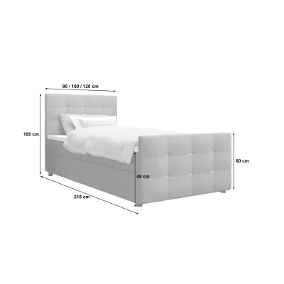 Jednolôžková posteľ 100x200 KAUR COMFORT s úložným priestorom - čierna 2