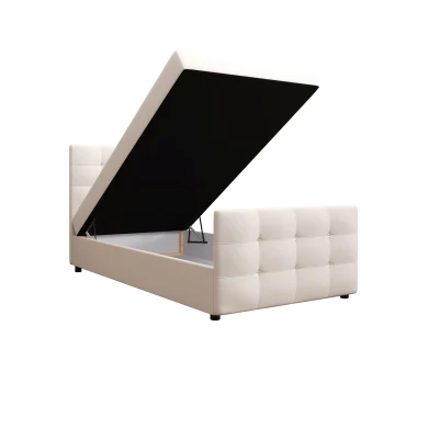 Jednolôžková posteľ 120x200 KAUR COMFORT s úložným priestorom - vanilková