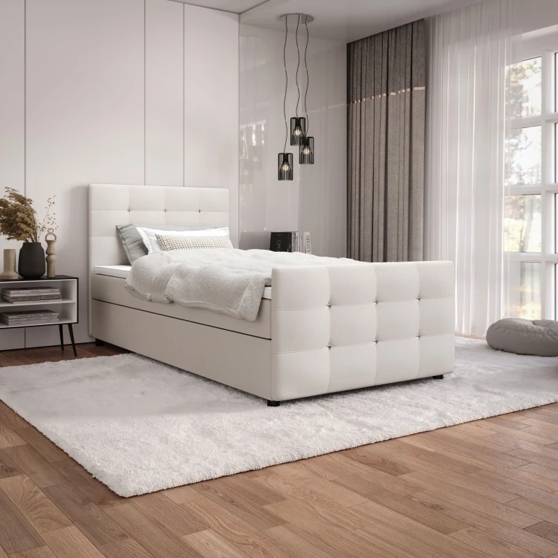 Jednolôžková posteľ 120x200 KAUR COMFORT s úložným priestorom - vanilková