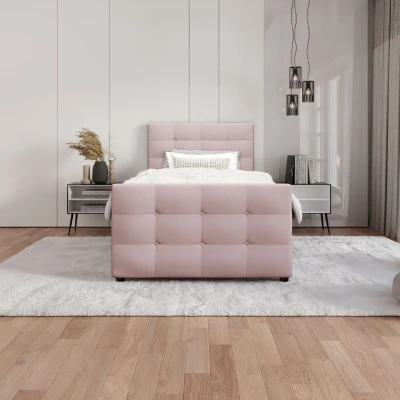 Jednolôžková posteľ 120x200 KAUR COMFORT s úložným priestorom - svetlo ružová