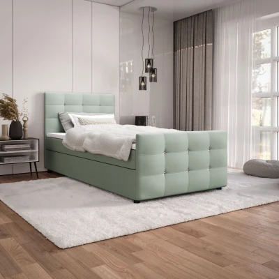 Jednolôžková posteľ 120x200 KAUR COMFORT s úložným priestorom - mätová