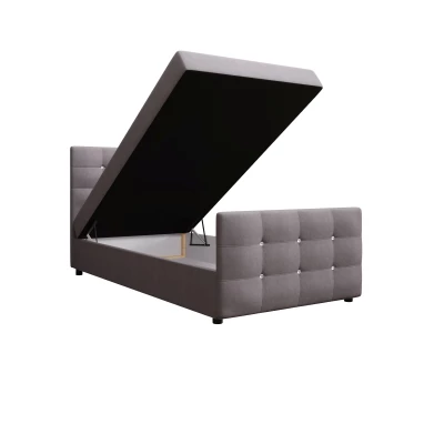 Jednolôžková posteľ 120x200 KAUR COMFORT s úložným priestorom - popolavá