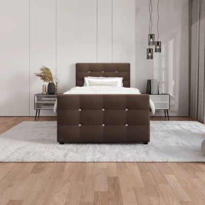 Jednolôžková posteľ 120x200 KAUR COMFORT s úložným priestorom - tmavo hnedá