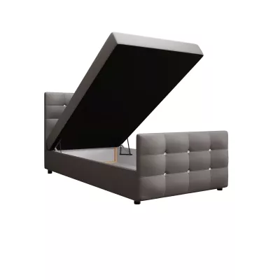 Jednolôžková posteľ 120x200 KAUR COMFORT s úložným priestorom - šedá