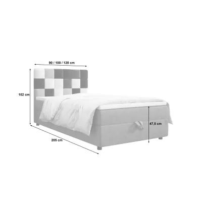 Boxspringová posteľ 100x200 SAVA 1 - šedá / modrá