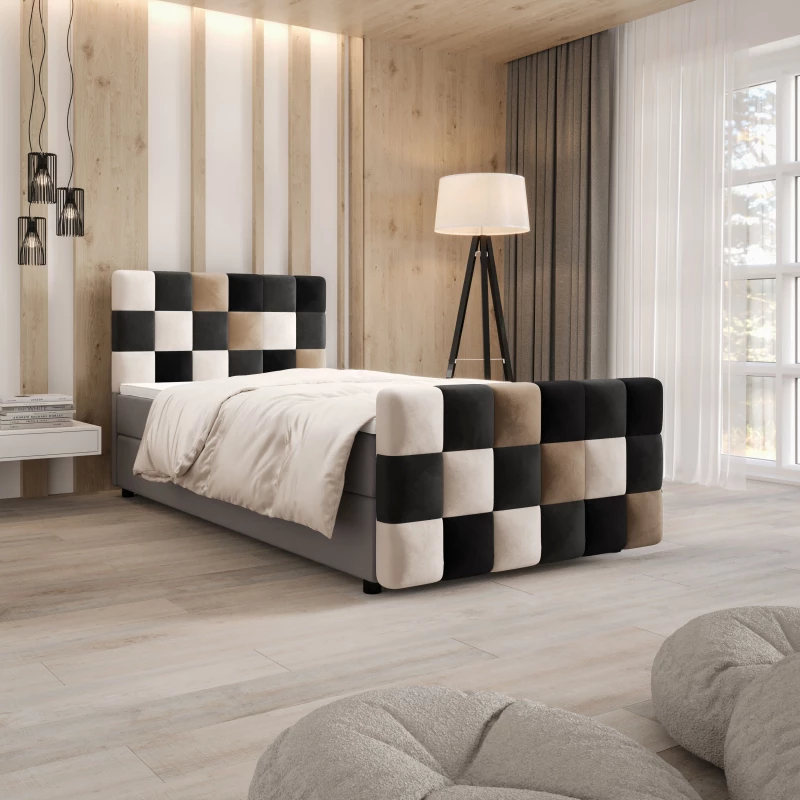 Boxspringová posteľ 100x200 SAVA PLUS 1 - šedá / čierna
