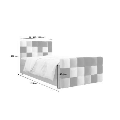 Boxspringová posteľ 100x200 SAVA PLUS 1 - šedá / čierna