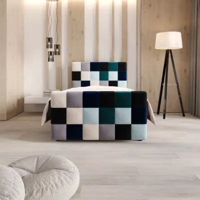 Boxspringová posteľ 100x200 SAVA PLUS 1 - šedá / modrá