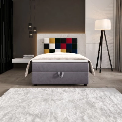 Boxspringová posteľ 100x200 SAVA COMFORT 1 - šedá / červená