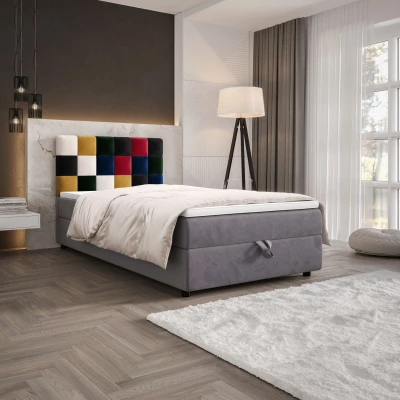 Boxspringová posteľ 100x200 SAVA COMFORT 1 - šedá / červená