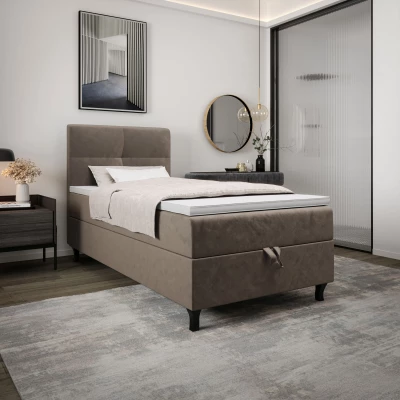 Boxspringová posteľ 90x200 DORINA COMFORT 1 s úložným priestorom - svetlo hnedá
