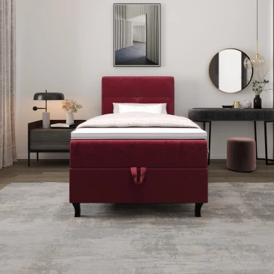 Boxspringová posteľ 90x200 DORINA COMFORT 1 s úložným priestorom - červená
