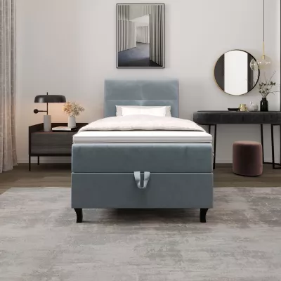 Boxspringová posteľ 90x200 DORINA COMFORT 1 s úložným priestorom - svetlo modrá