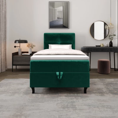 Boxspringová posteľ 100x200 DORINA COMFORT 1 s úložným priestorom - zelená