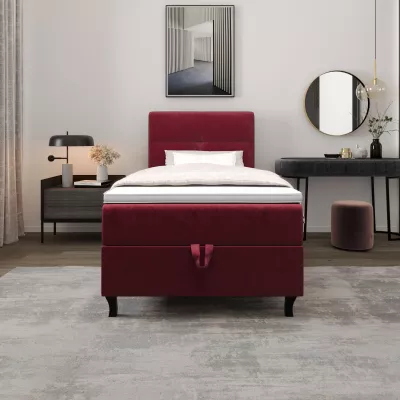 Boxspringová posteľ 100x200 DORINA COMFORT 1 s úložným priestorom - červená