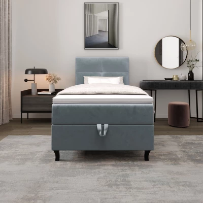 Boxspringová posteľ 100x200 DORINA COMFORT 1 s úložným priestorom - svetlo modrá