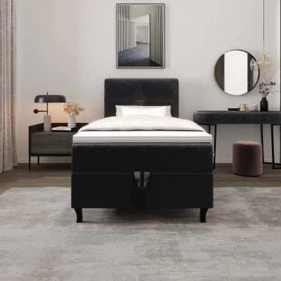 Boxspringová posteľ 100x200 DORINA COMFORT 1 s úložným priestorom - čierna