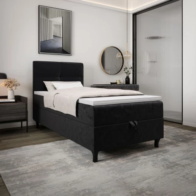 Boxspringová posteľ 100x200 DORINA COMFORT 1 s úložným priestorom - čierna