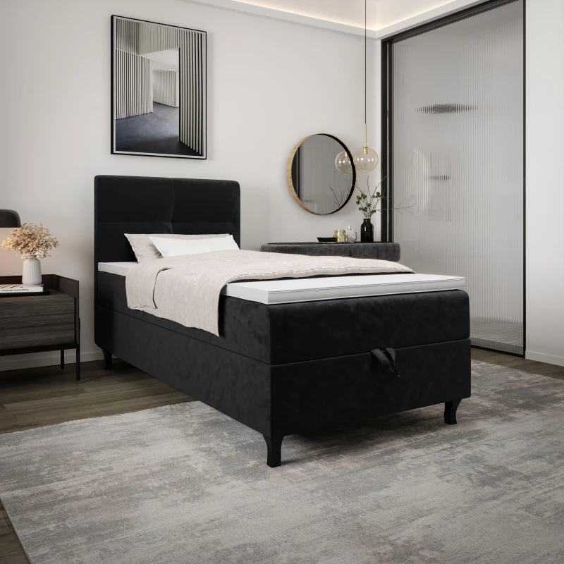 Boxspringová posteľ 100x200 DORINA COMFORT 1 s úložným priestorom - čierna